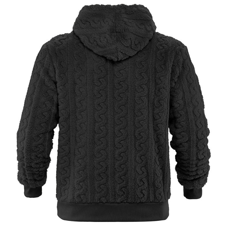 Unisex Kuscheliger Teddy-Hoodie mit Zopfstrick-Optik und Kängurutasche Nord Taschen