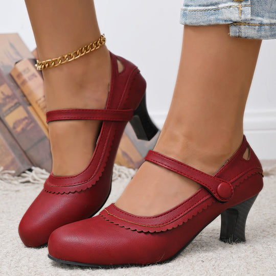 Damen elegante Mary Jane Pumps mit schicker Schnalle und komfortablem Absatz
