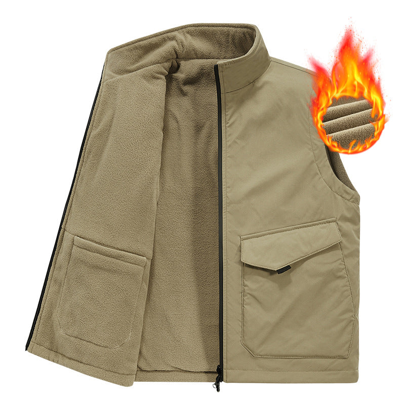 Herren Thermo-Fleeceweste mit weichem Teddyfleece, Stehkragen und Fronttaschen Nord Taschen