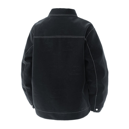 Herren Shirt-Jacke aus Veloursleder‑Optik mit kontrastierenden Ziernähten & Brustklappen Nord Taschen