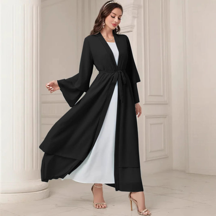 Damen Elegante lange Kimono-Jacke aus fließendem Stoff mit weitem Schnitt