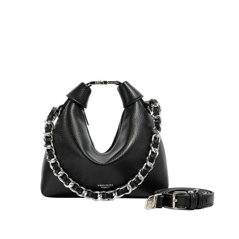 Damen Hobo-Tasche mit schimmernder Oberfläche und trendigem Kettenakzent Nord Taschen