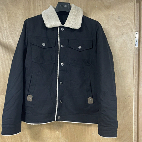 Herren Utility-Arbeitsjacke aus Canvas mit Kunstfellkragen und gesteppter Innenfütterung Nord Taschen