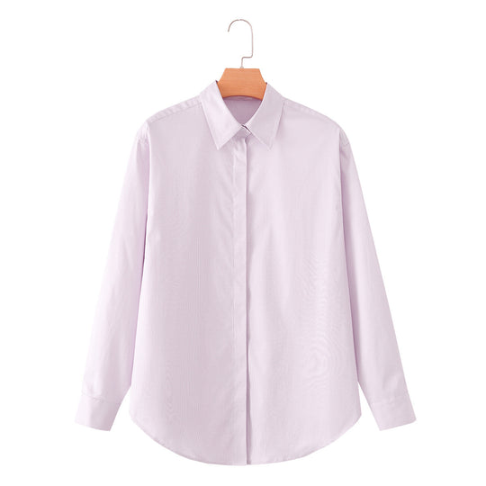 Damen Klassische Oversize-Hemdbluse mit verdeckter Knopfleiste und abgerundetem Saum Nord Taschen