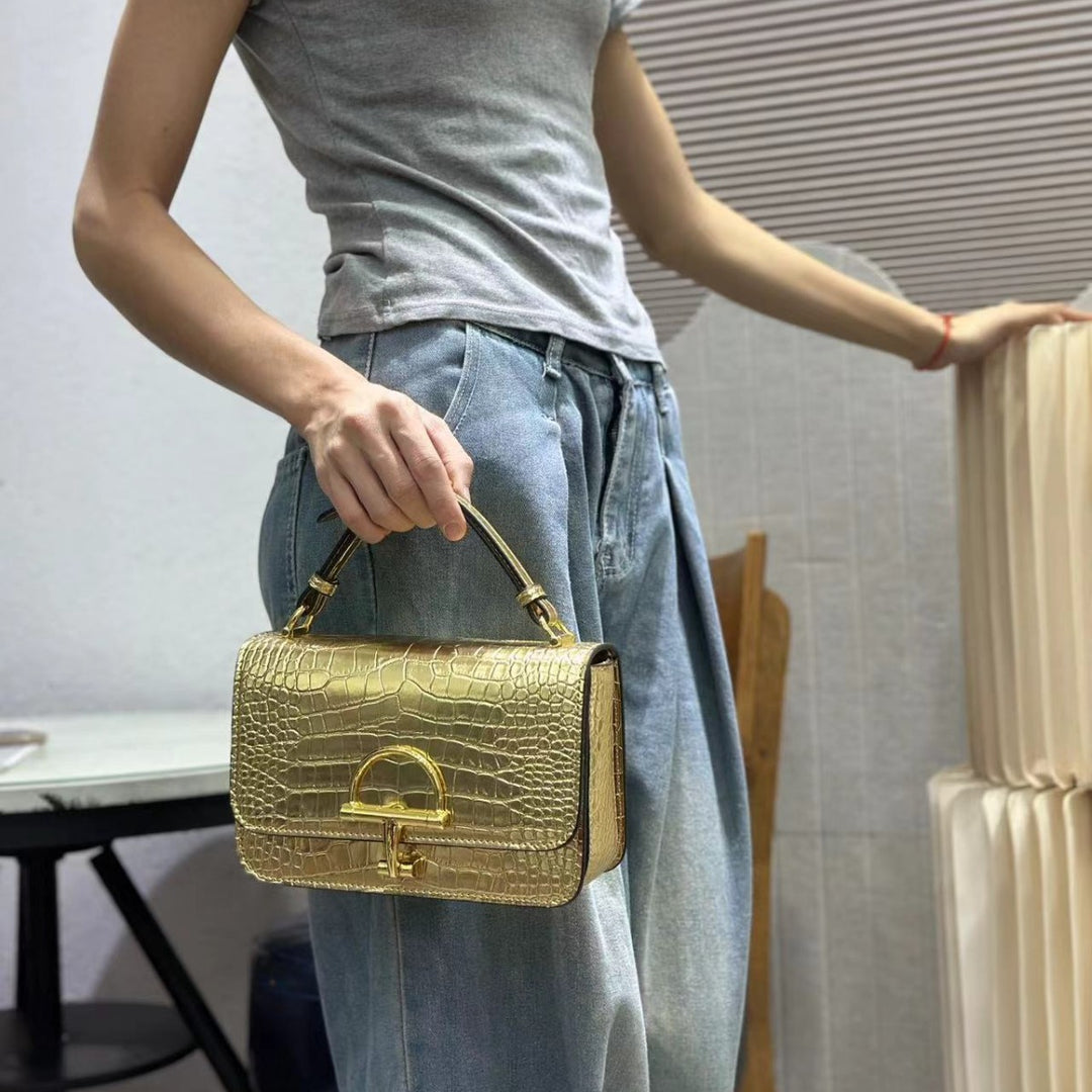 Damen elegante Lederhandtasche mit edlem Krokodilleder-Look Nord Taschen
