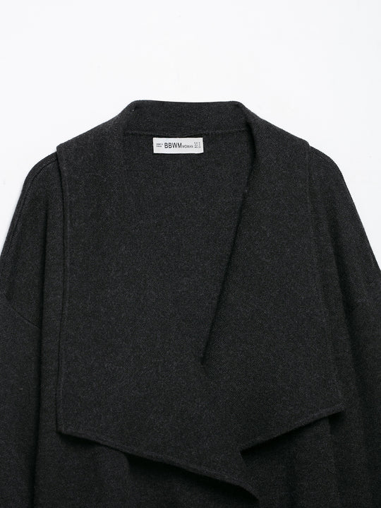 Damen Kurz geschnittener offener Wollmix-Cardigan mit großem Schalkragen und kastiger Cropped‑Silhouette Nord Taschen