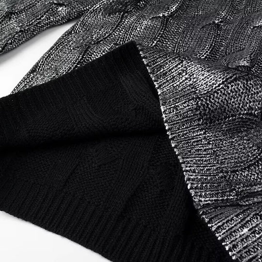 Damen Grobgestrickter Zopfstrick-Pullover mit Rundhals und Oversize-Schnitt Nord Taschen