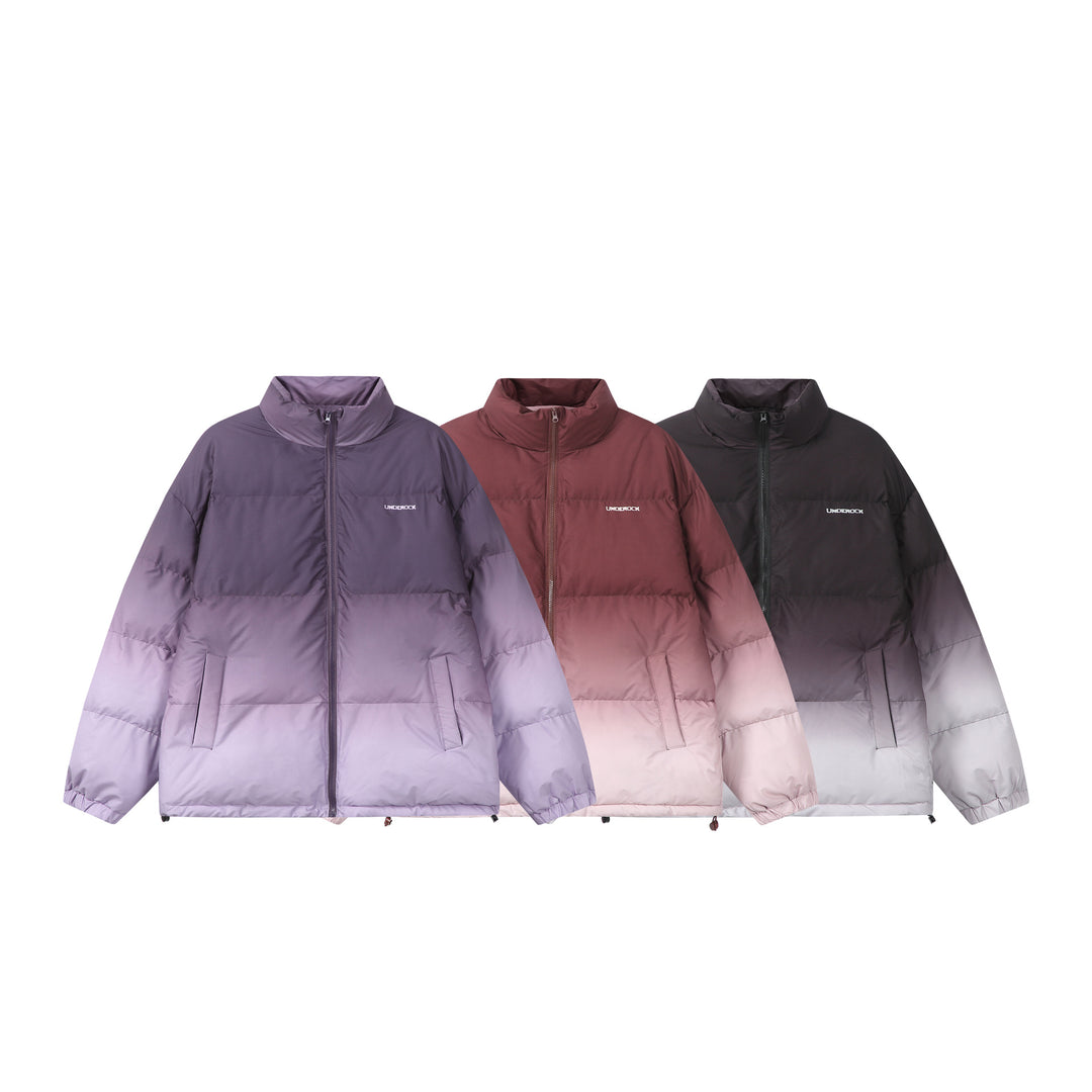 Damen Kurz geschnittene wattierte Steppjacke mit hohem Funnelkragen und Ombré-Detail Nord Taschen