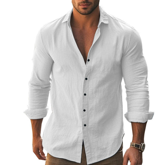 Herren Elegantes Langarmhemd mit modernem Kragen und hochwertiger Baumwollstruktur