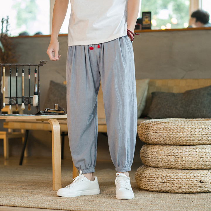 Herren lockere Haremshose mit elastischem Bund und dekorativem Kordelzug Nord Taschen