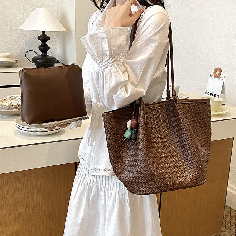Damen hochwertige Geflecht Shopper-Tasche Nord Taschen