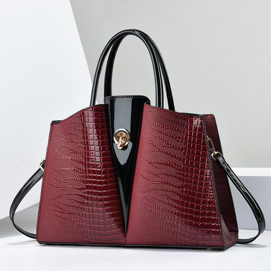 Damen elegante Handtasche mit modernem Krokodil-Design und glänzender Oberfläche Nord Taschen