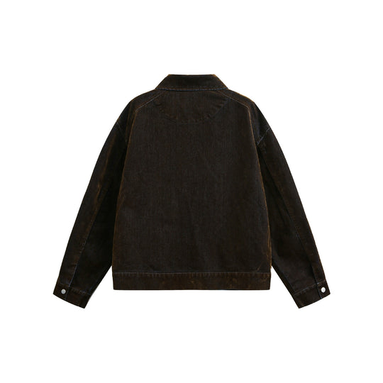 Unisex Boxy-Blousonjacke aus Velours-Suede-Optik mit durchgehendem Reißverschluss und Pattentaschen Nord Taschen