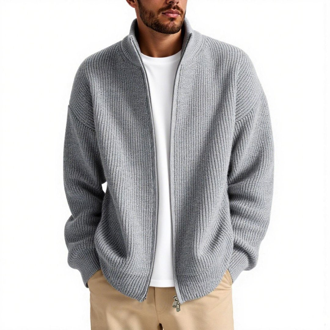 Herren Strickjacke mit hohem Kragen und praktischem Reißverschluss Avellé
