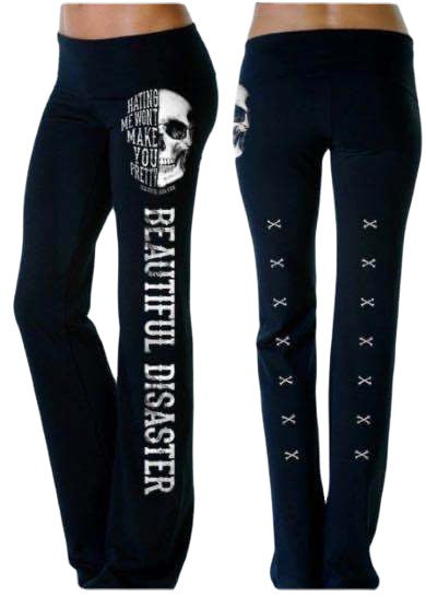 Damen lässige Loungehose mit coolem Skull-Print und Schriftzug Nord Taschen