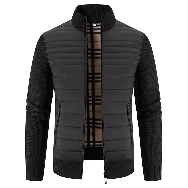 Herren gesteppte Hybridjacke mit Strickärmeln und modernem Stehkragen Avellé