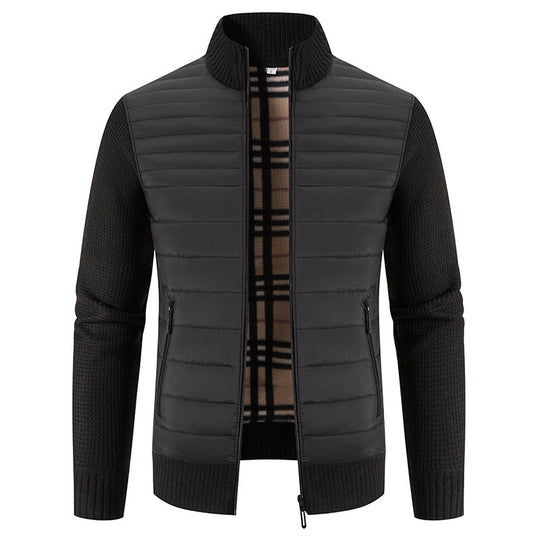 Herren gesteppte Hybridjacke mit Strickärmeln und modernem Stehkragen Avellé