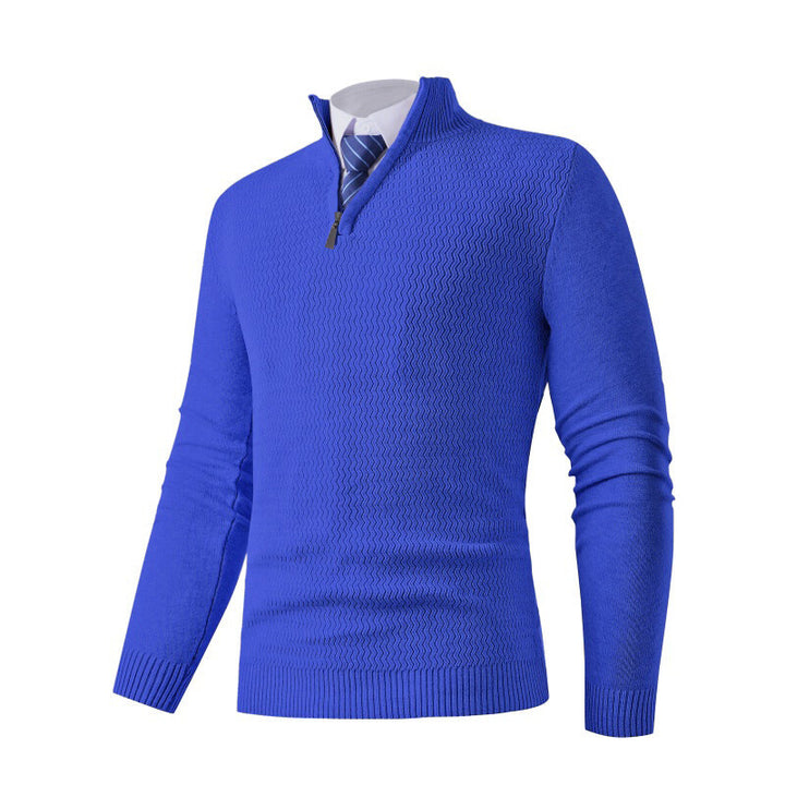 Herren feinstrickpullover mit Stehkragen und halbem Reißverschluss, Strukturstrick und schlanker Business-Casual-Passform Nord Taschen