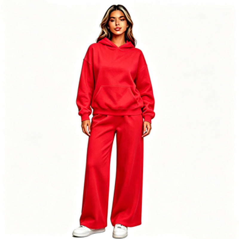 Damen Lässiger Kapuzenpullover mit weiten Hosen Nord Taschen