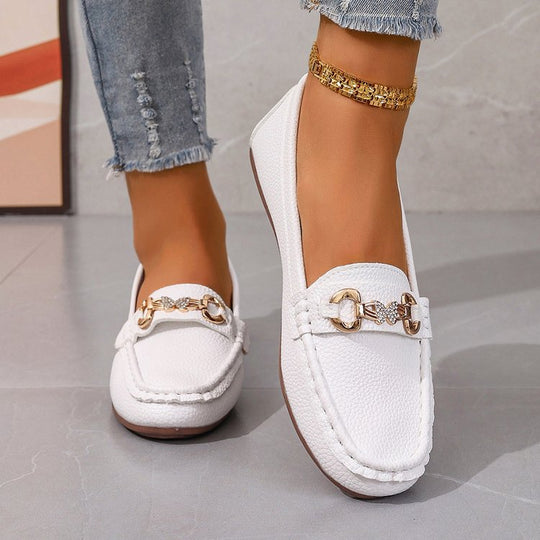 Damen nan elegante Mokassin-Slipper mit Zierkettchen und gepolstertem Komfortfußbett Nord Taschen