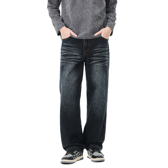 Herren weite Vintage-Jeans mit Used-Effekt und tiefem Schritt Nord Taschen