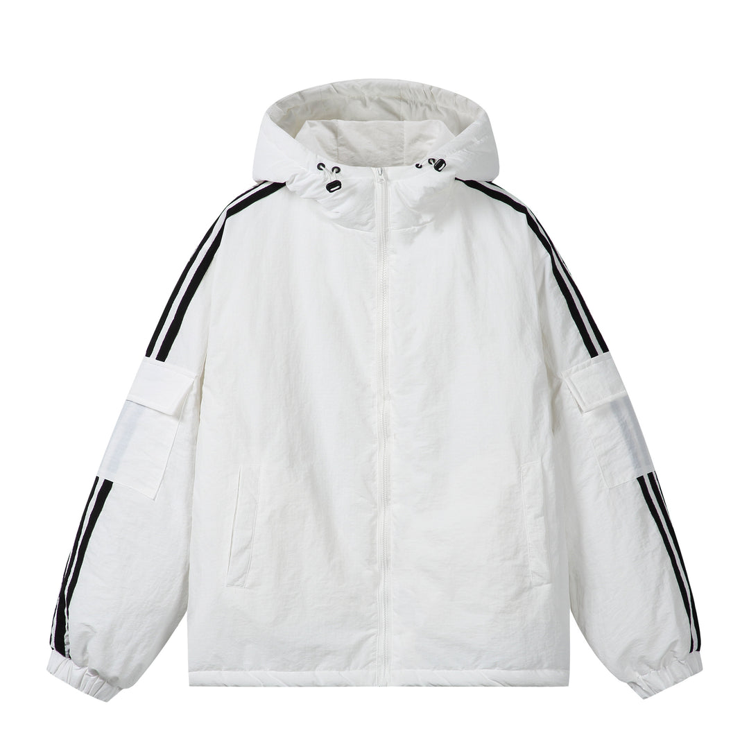 Unisex Kurzboxy wattierter Kapuzenblouson mit Ärmel‑Utilitytasche und seitlichen Eingrifftaschen Nord Taschen