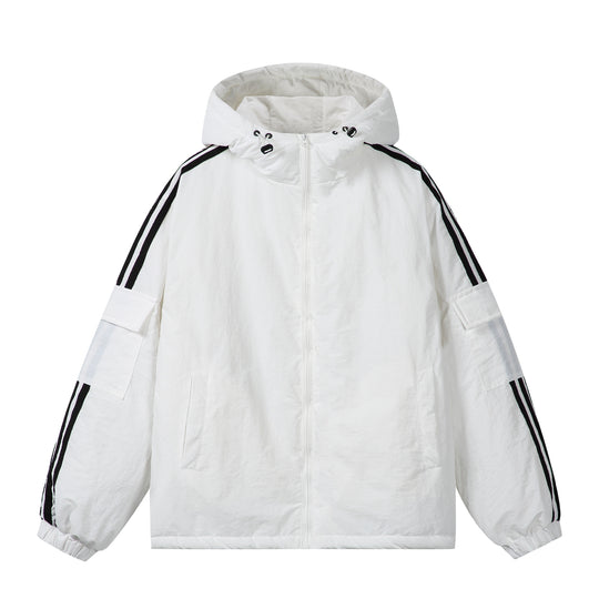 Unisex Kurzboxy wattierter Kapuzenblouson mit Ärmel‑Utilitytasche und seitlichen Eingrifftaschen Nord Taschen