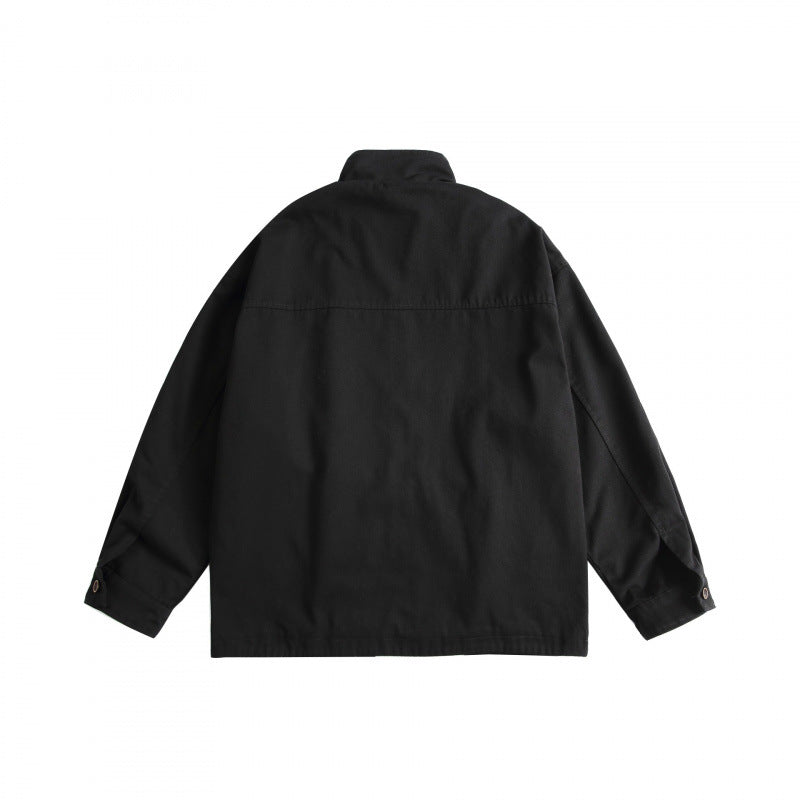 Unisex Kastenförmige Utility-Jacke mit hohem Stehkragen, durchgehendem Reißverschluss und Tunnelzug Nord Taschen