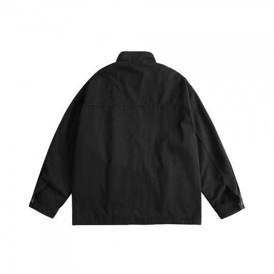 Unisex Kastenförmige Utility-Jacke mit hohem Stehkragen, durchgehendem Reißverschluss und Tunnelzug Nord Taschen