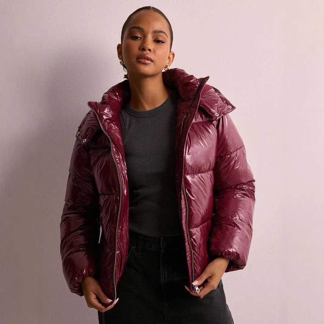 Damen Stepp-Pufferjacke mit Kapuze, hohem Stehkragen und Zwei-Wege‑Reißverschluss Nord Taschen