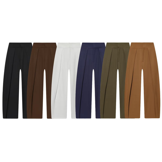Damen Weite Highwaist-Hose mit Frontfalten und fließender Palazzo-Silhouette Nord Taschen