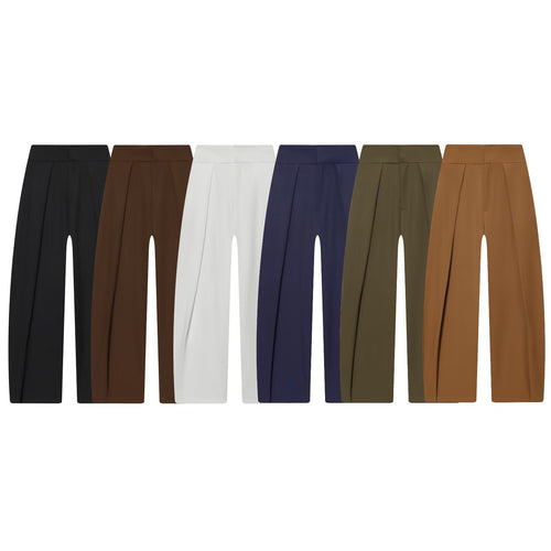 Damen Weite Highwaist-Hose mit Frontfalten und fließender Palazzo-Silhouette Nord Taschen