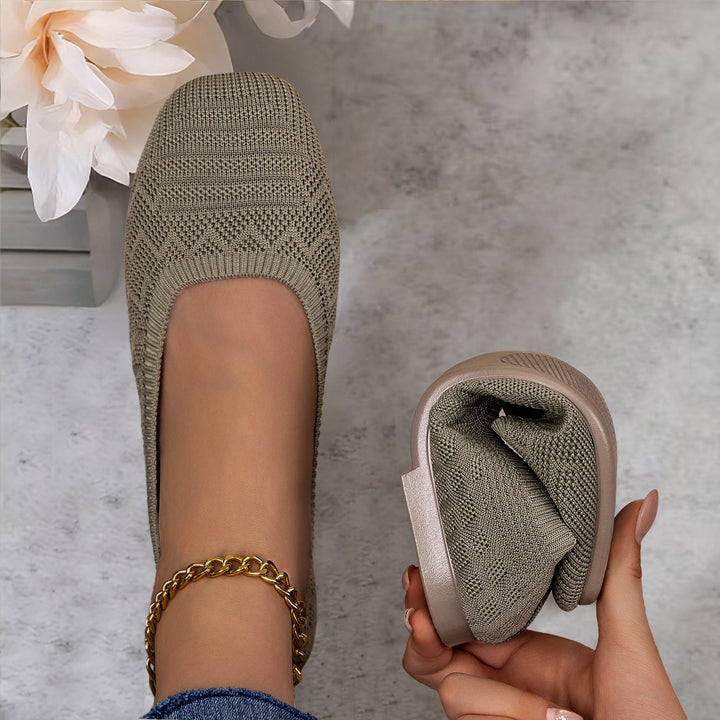 Damen Bequeme Ballerinas aus elastischem Strickmaterial mit flexibler Sohle