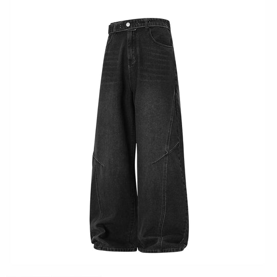 Damen Balloon-Jeans mit Paneelnähten, hoher Taille und extra weitem Bein Nord Taschen
