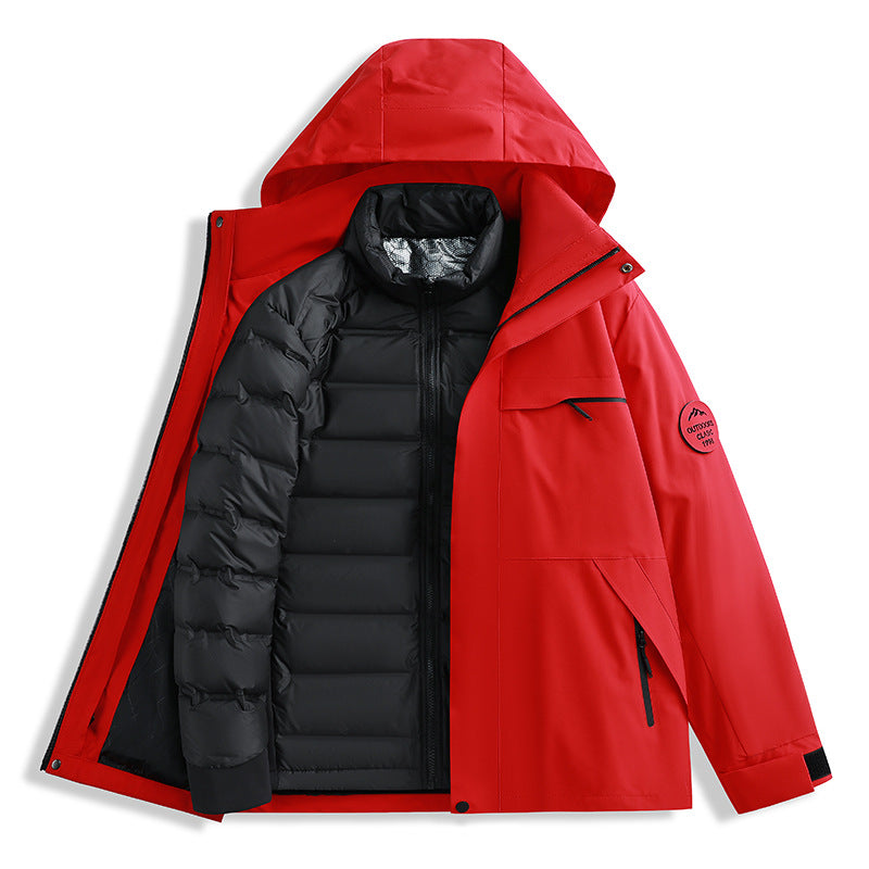 Herren Wasserdichte Outdoor-Softshelljacke mit Kapuze, hohem Stehkragen & Reißverschlusstaschen Nord Taschen