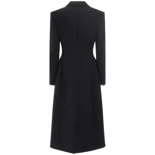 Damen Longline Einreihiger Mantel mit dezenter Taillierung und Spitzrevers Nord Taschen