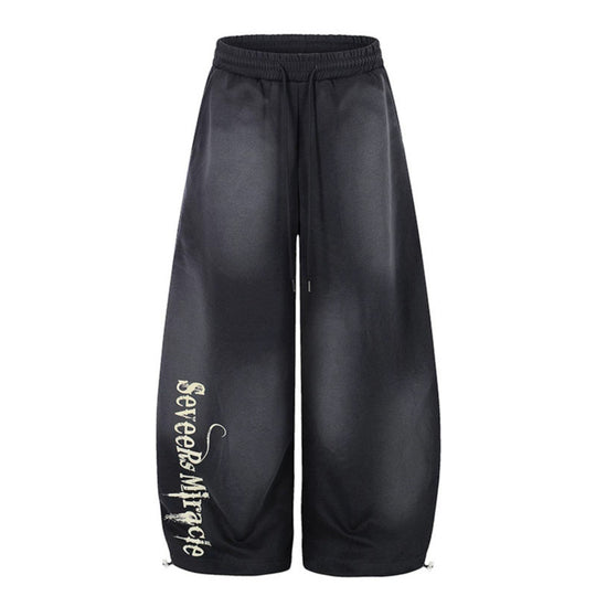Damen Weite Palazzo-Jogginghose mit Komfortbund, Kordelzug und typografischem Seitenprint Nord Taschen