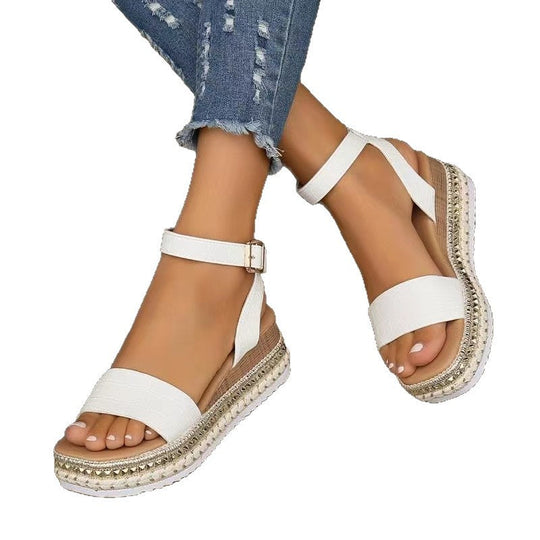 Damen Wedge-Sandaletten mit transparenten Riemen und modischem Korksohlen-Detail Nord Taschen