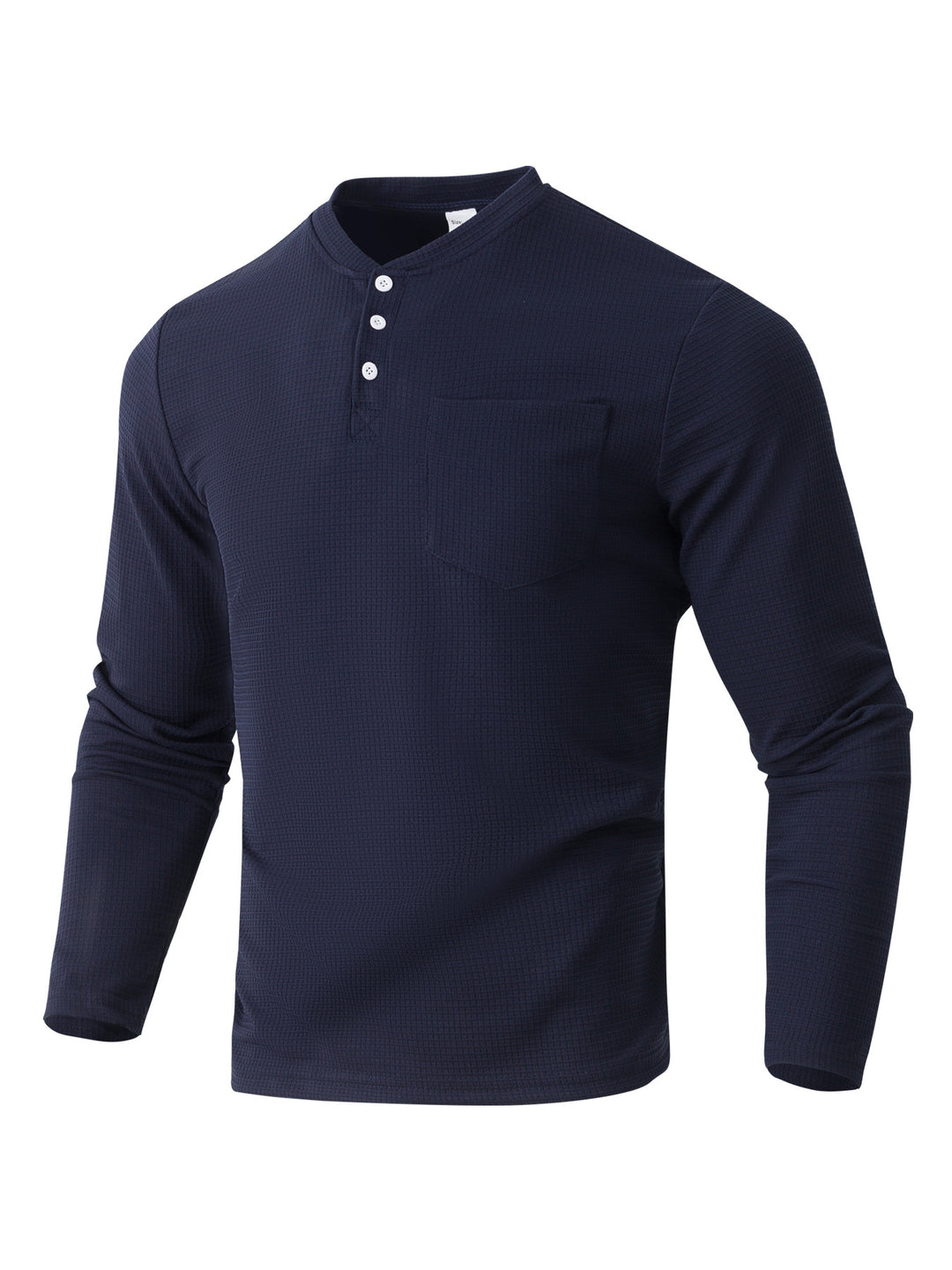Herren Langarm Henley mit Waffelstruktur und Brusttasche thermisches Langarmshirt Nord Taschen