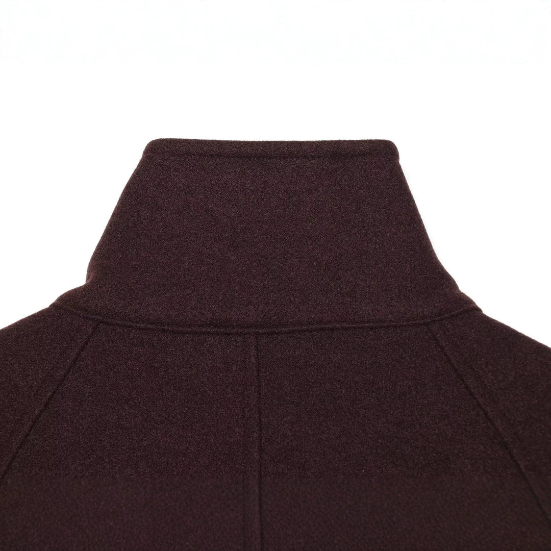 Damen Kurzmantel doppelreihig Wollmix mit hohem Stehkragen und Bindegürtel Nord Taschen