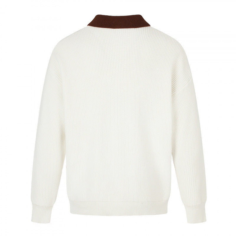 Herren Feinstrick-Polo mit Henley‑Knopfleiste und kontrastierendem Polokragen Nord Taschen