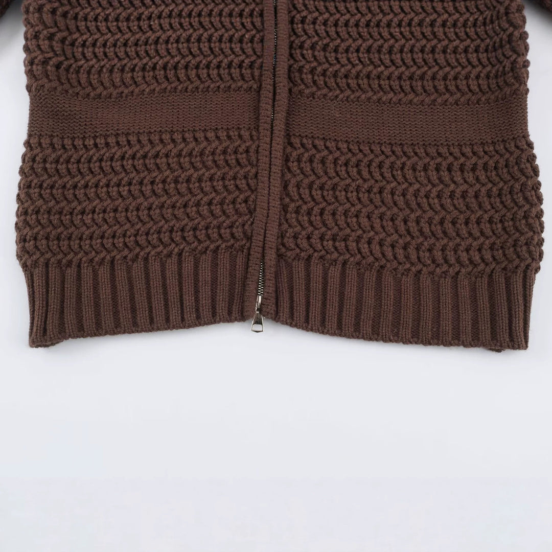 Damen Strickjacke mit durchgehendem Reißverschluss und kuscheligem Kunstpelzkragen Nord Taschen