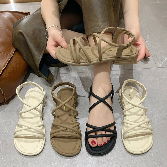 Damen Riemensandalen mit elastischem Riemendesign
