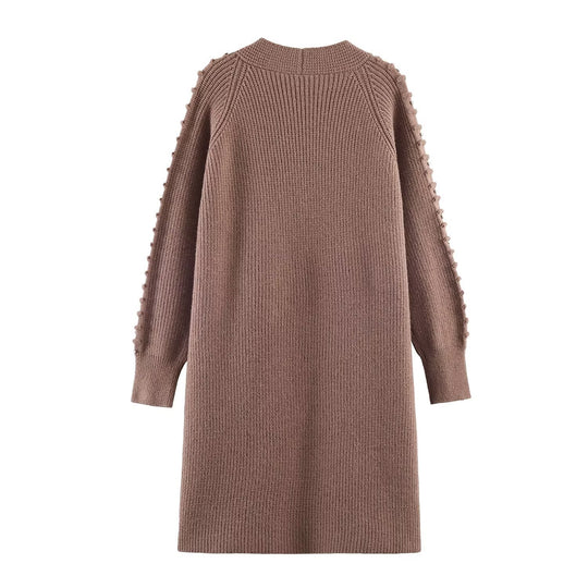 Damen Longline Strickcardigan mit Perlen- und Rüschendetail offene Front Nord Taschen