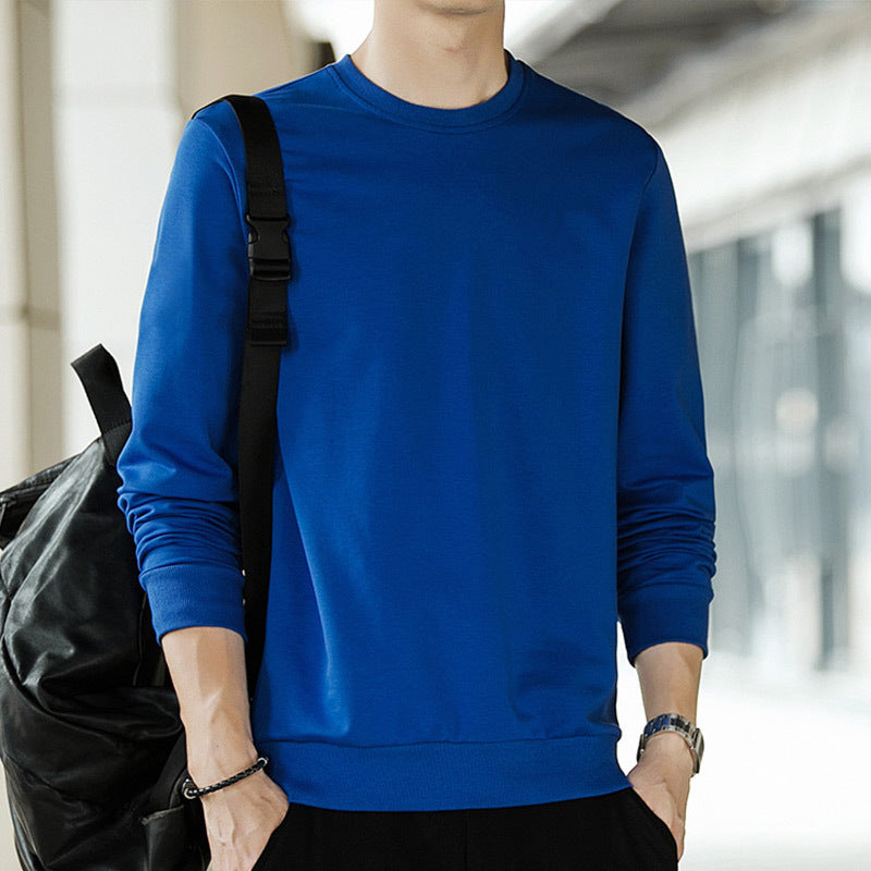 Herren Minimalistisches Baumwoll-Sweatshirt mit Rundhals und gerippten Bündchen Nord Taschen