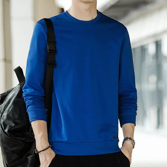 Herren Minimalistisches Baumwoll-Sweatshirt mit Rundhals und gerippten Bündchen Nord Taschen