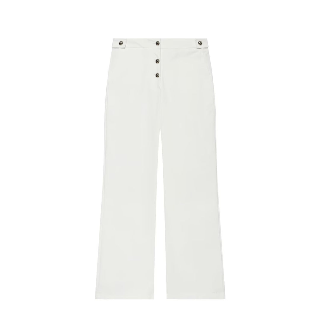 Damen Hochgeschnittene weite Hose mit sichtbarer Knopfleiste und Bundriegel Nord Taschen
