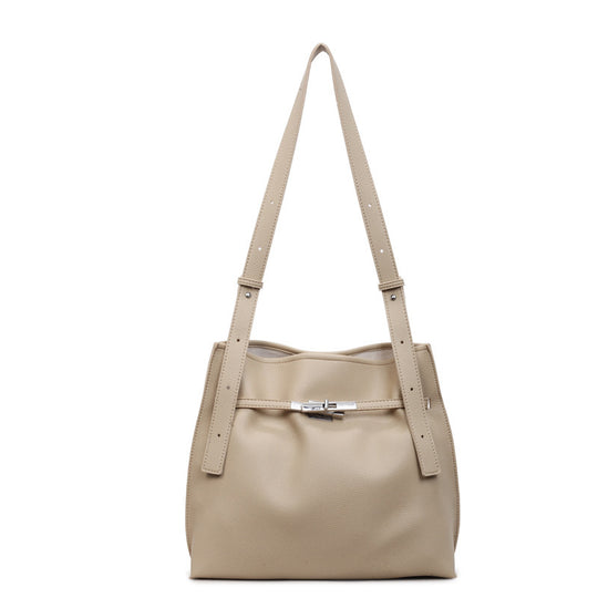 Damen Hobo-Tasche aus hochwertigem glatt genarbtem Kunstleder mit stilvoller Schnalle Nord Taschen
