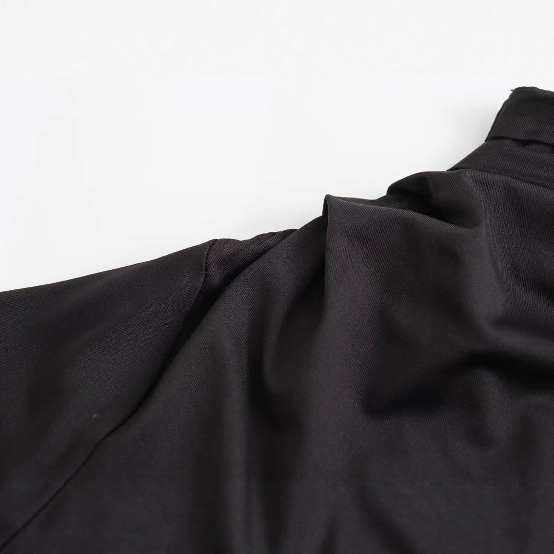 Damen Asymmetrisches One-Shoulder Maxikleid mit langem Ärmel Nord Taschen