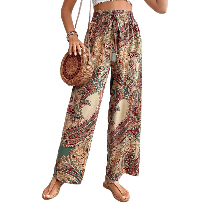 Damen lockere Palazzo-Hosen mit Paisleymuster